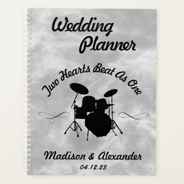 Rock and Roll Drummer Wedding Musician Drum Kit Planner (Front)