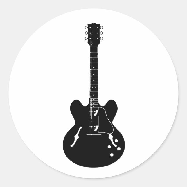 Rock and Roll electric and acoustic guitar Square  Classic Round Sticker (Front)