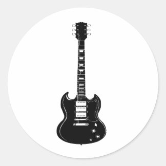 Rock and Roll electric and acoustic guitar Square  Classic Round Sticker