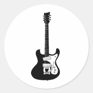 Rock and Roll electric and acoustic guitar Square Classic Round Sticker