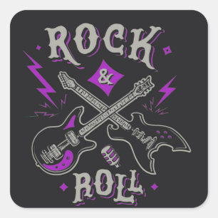 Rock and Roll electric and acoustic guitar  Square Sticker