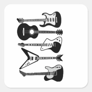 Rock and Roll electric and acoustic guitar Square Sticker