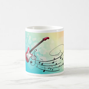 Rock and Roll Electric Guitar Swirling Music Notes Coffee Mug