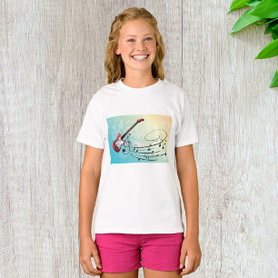 Rock and Roll Electric Guitar Swirling Music Notes T-Shirt