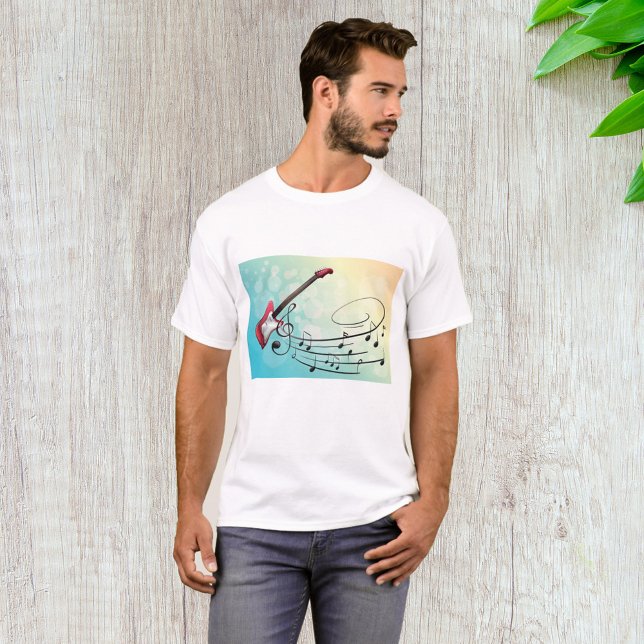 Rock and Roll Electric Guitar Swirling Music Notes T-Shirt (Creator Uploaded)