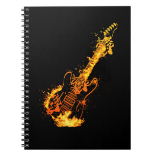 Rock and Roll Flames Burning Guitar Notebook