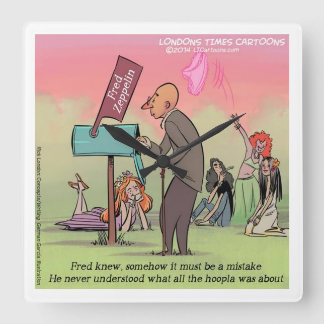 Rock And Roll Fred Funny Square Wall Clock (Front)