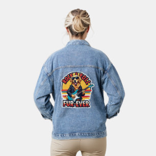 Rock and Roll Fur-Ever Golden Retriever Dog  Denim Jacket