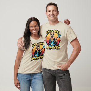 Rock and Roll German Shepherd Retro Sunset Art T-Shirt