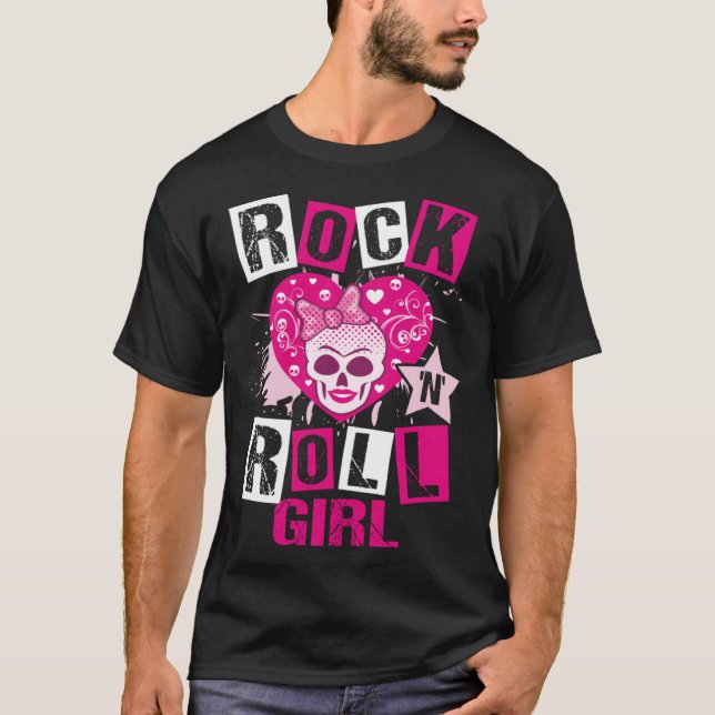 Rock And Roll Girl Music Dancing Concert Festival  T-Shirt (Front)