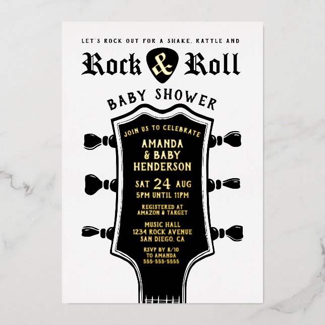 Rock and Roll Guitar Baby Shower (Front)