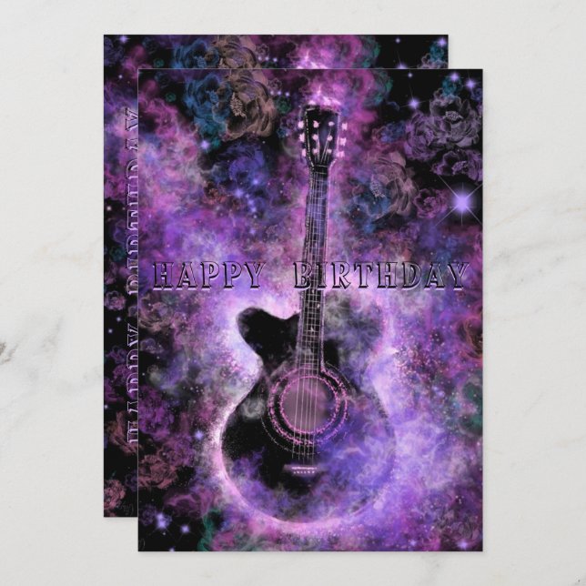 Rock and Roll Guitar Birthday Card (Front/Back)