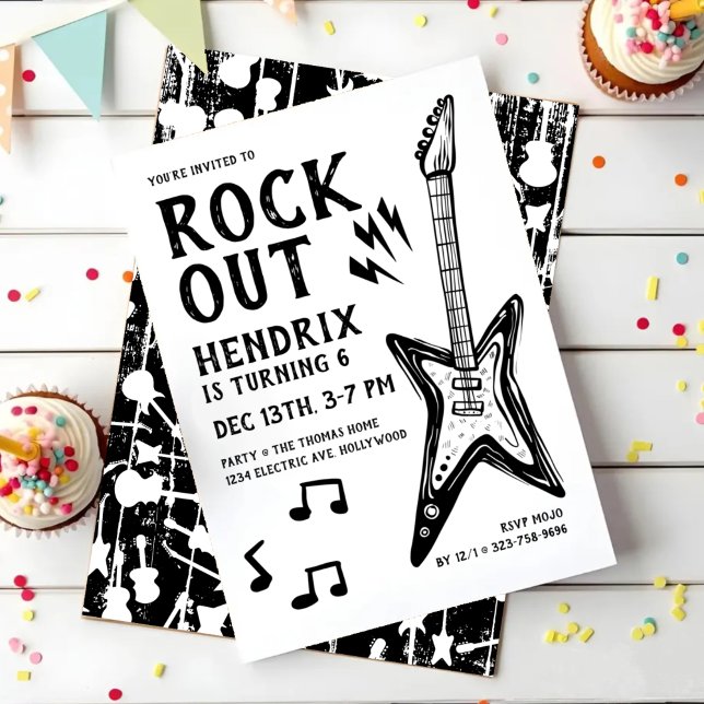 Rock and Roll Guitar Birthday Invitation (Creator Uploaded)