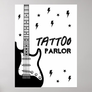 Rock and Roll Guitar Birthday Tattoo Parlour Sign