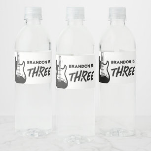 Rock and Roll Guitar Birthday Water Bottle Label