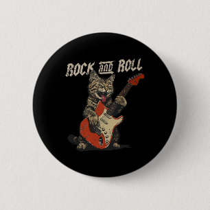 Rock And Roll Guitar Cat Vintage Rock Guitarist Ca 6 Cm Round Badge
