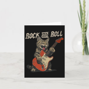 Rock And Roll Guitar Cat Vintage Rock Guitarist Ca Card