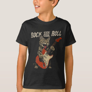 Rock And Roll Guitar Cat Vintage Rock Guitarist Ca T-Shirt