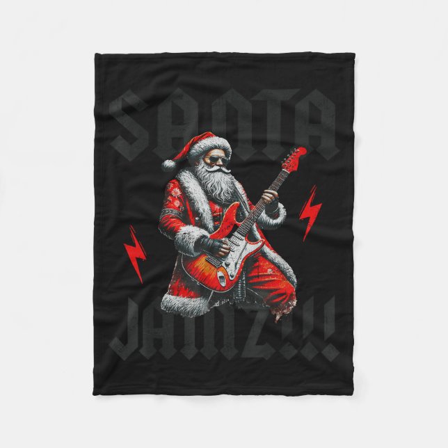 Rock And Roll Guitar Christmas For Women Men Boys  Fleece Blanket (Front)