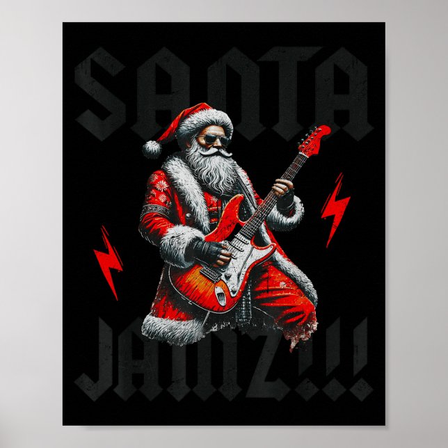 Rock And Roll Guitar Christmas For Women Men Boys  Poster (Front)