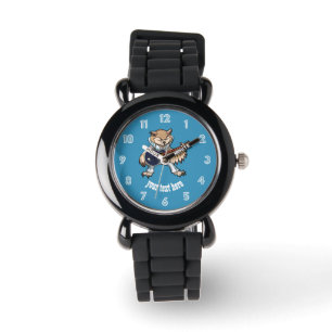 Rock and Roll Guitar Owl in Jumpsuit Cartoon Watch
