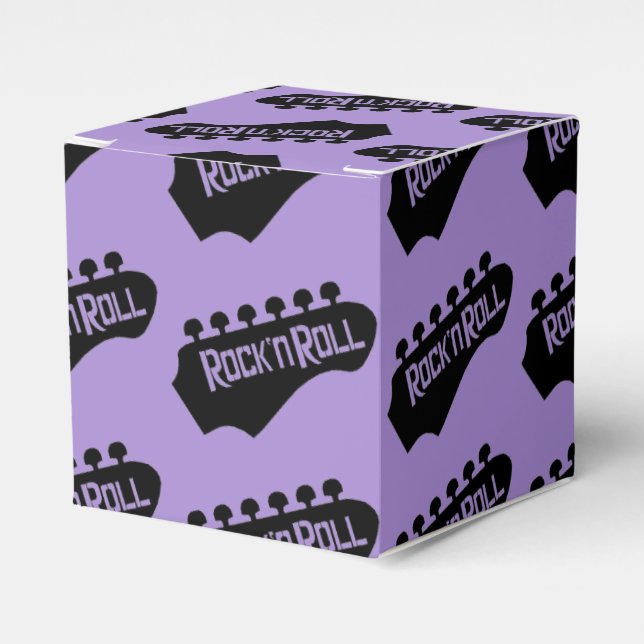 Rock and Roll Guitar Pattern Cube Favour Box (Front Side)