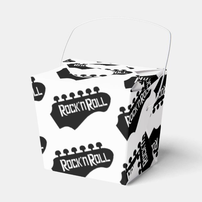 Rock and Roll Guitar Pattern Take Out Favour Box (Front Side)