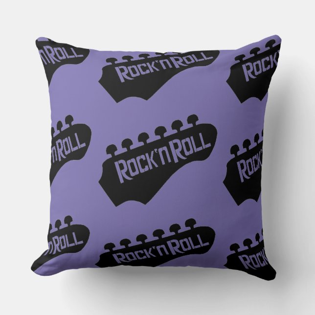 Rock and Roll Guitar Pattern Throw Pillow (Front)