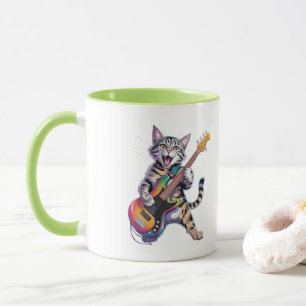 Rock And Roll guitar playing cat Mug