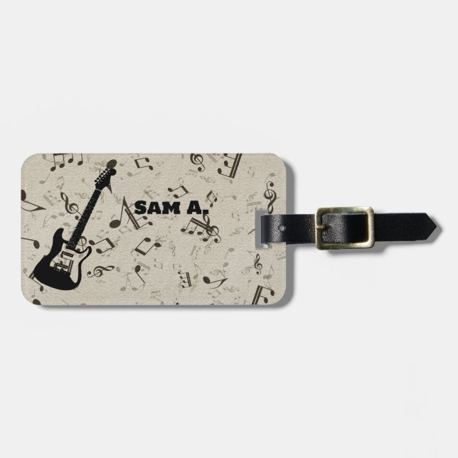 Rock and Roll Guitar Sound Wave Luggage Tag (Front Horizontal)
