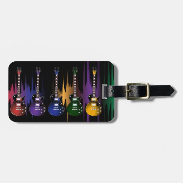 Rock and Roll Guitar Sound Wave Luggage Tag (Front Horizontal)