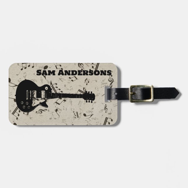Rock and Roll Guitar Sound Wave Luggage Tag (Front Horizontal)