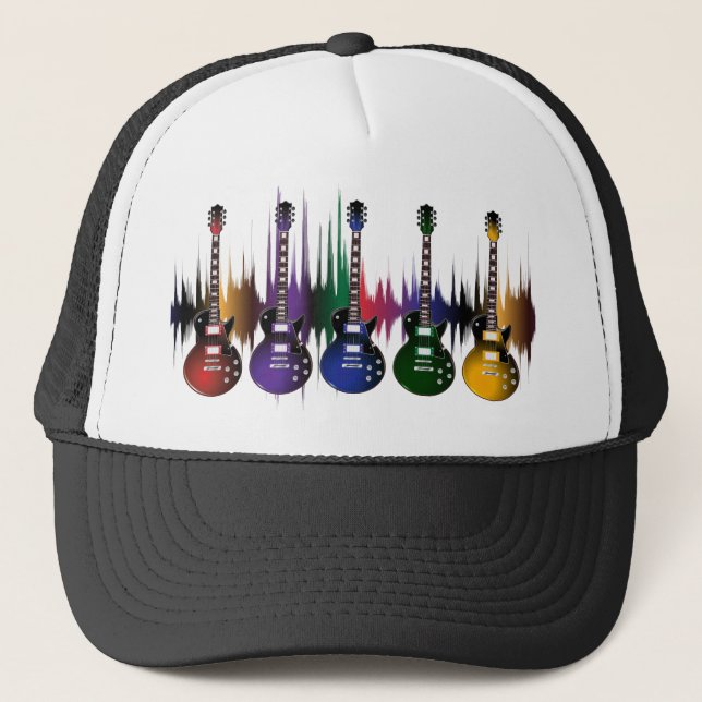 Rock and Roll Guitar Sound Wave Trucker Hat (Front)