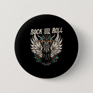 Rock And Roll Guitar Vintage Rock Music  6 Cm Round Badge