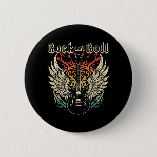 Rock and Roll Guitar Vintage ROCK Music 70s 80s 6 Cm Round Badge