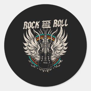 Rock And Roll Guitar Vintage Rock Music  Classic Round Sticker
