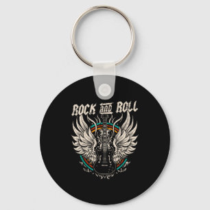 Rock And Roll Guitar Vintage Rock Music  Key Ring