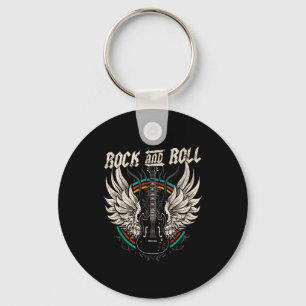 Rock And Roll Guitar Vintage Rock Music  Key Ring