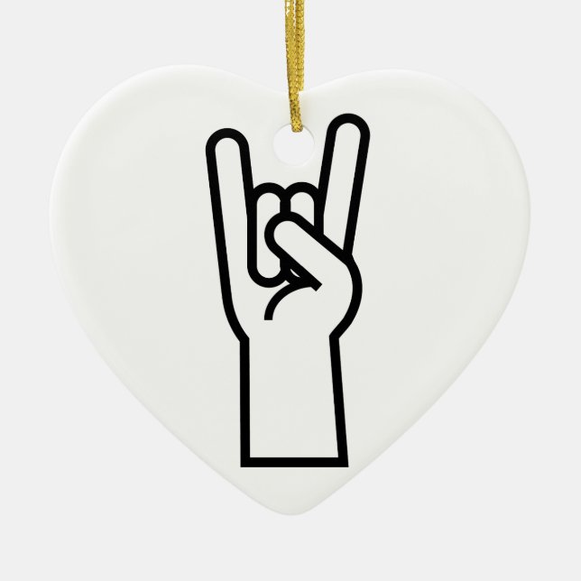 Rock and Roll Hand Ceramic Tree Decoration (Front)