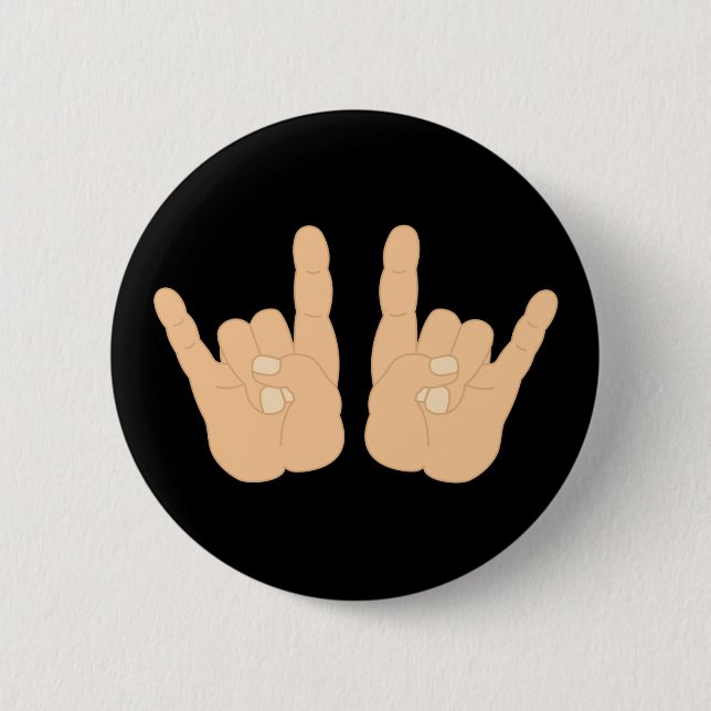 Rock and Roll Hand Sign 6 Cm Round Badge (Front)