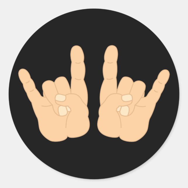 Rock and Roll Hand Sign Classic Round Sticker (Front)