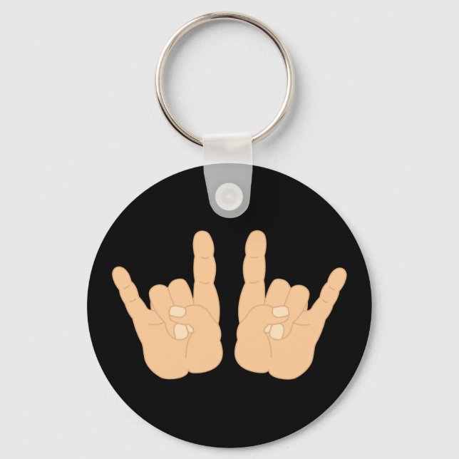 Rock and Roll Hand Sign Key Ring (Front)