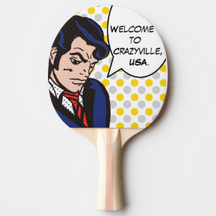 Rock and Roll Man Pop Art Ping Pong Paddle