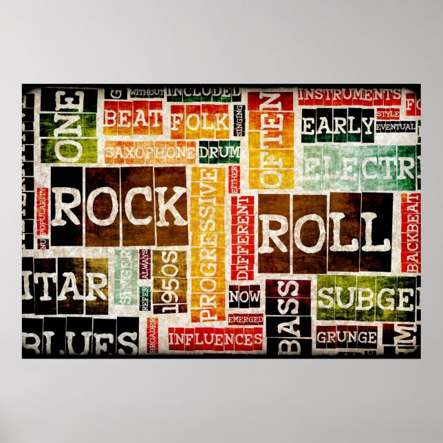 Rock and Roll Music Poster Art as Background (Front)