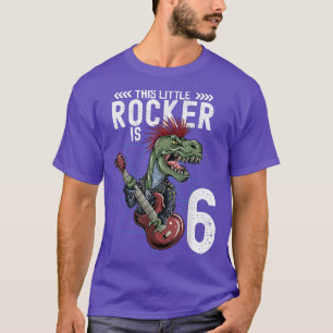Rock and Roll Music T Rex Dinosaur 6th Birthday Bo T-Shirt