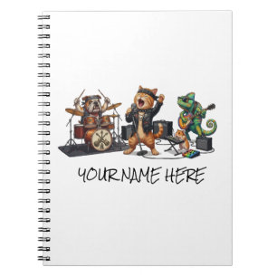 Rock and Roll Pets Band - Funny Animals Concert Notebook