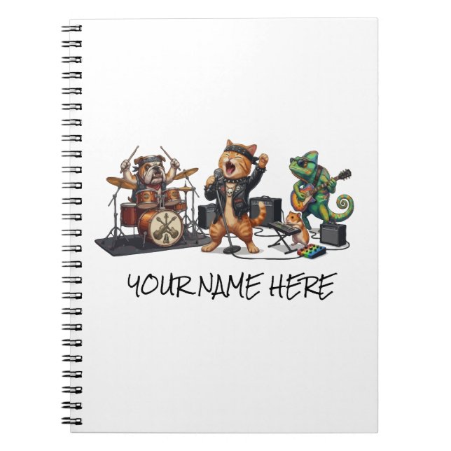 Rock and Roll Pets Band - Funny Animals Concert  Notebook (Front)