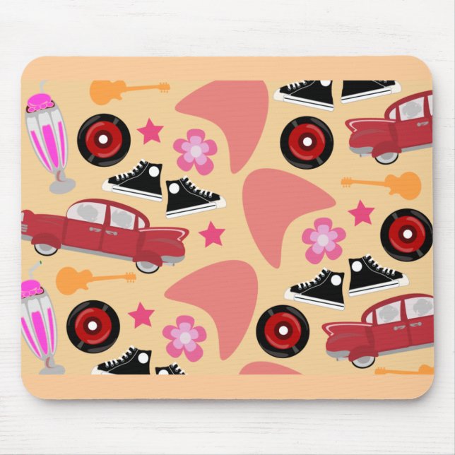 Rock and Roll Pinky Fifties Flashback Pattern Mouse Mat (Front)