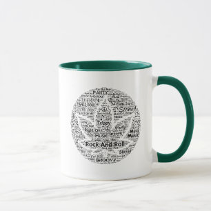 Rock and Roll Pot Leaf Word Art Mug