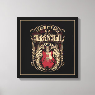 Rock and Roll Quote with Guitar Canvas Print